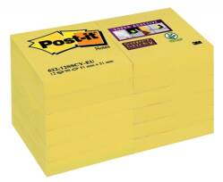 Bloczek samoprzylepny POST-IT® Super Sticky, 46,7x46,7 mm, 12x90 kart., żółty